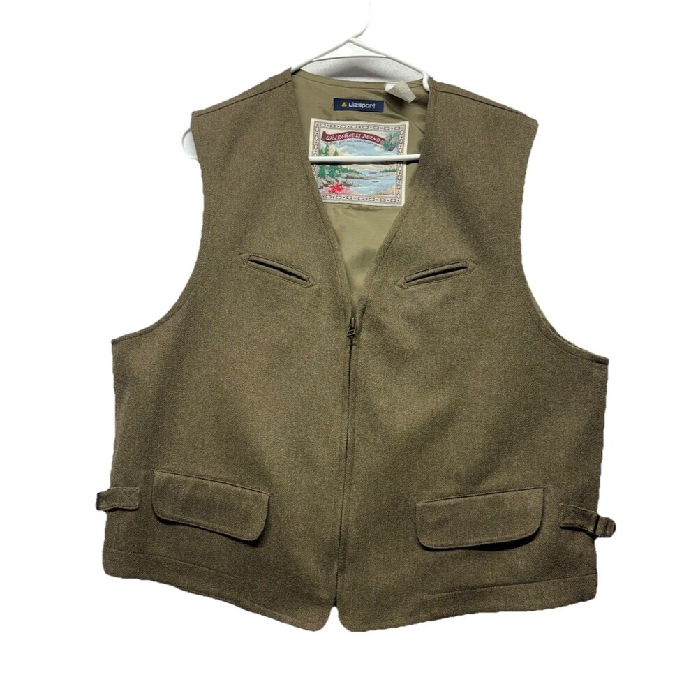 Vintage LIZ SPORT WILDERNESS BOUND WOOL Front Zip Vest WOMENS SZ 14
